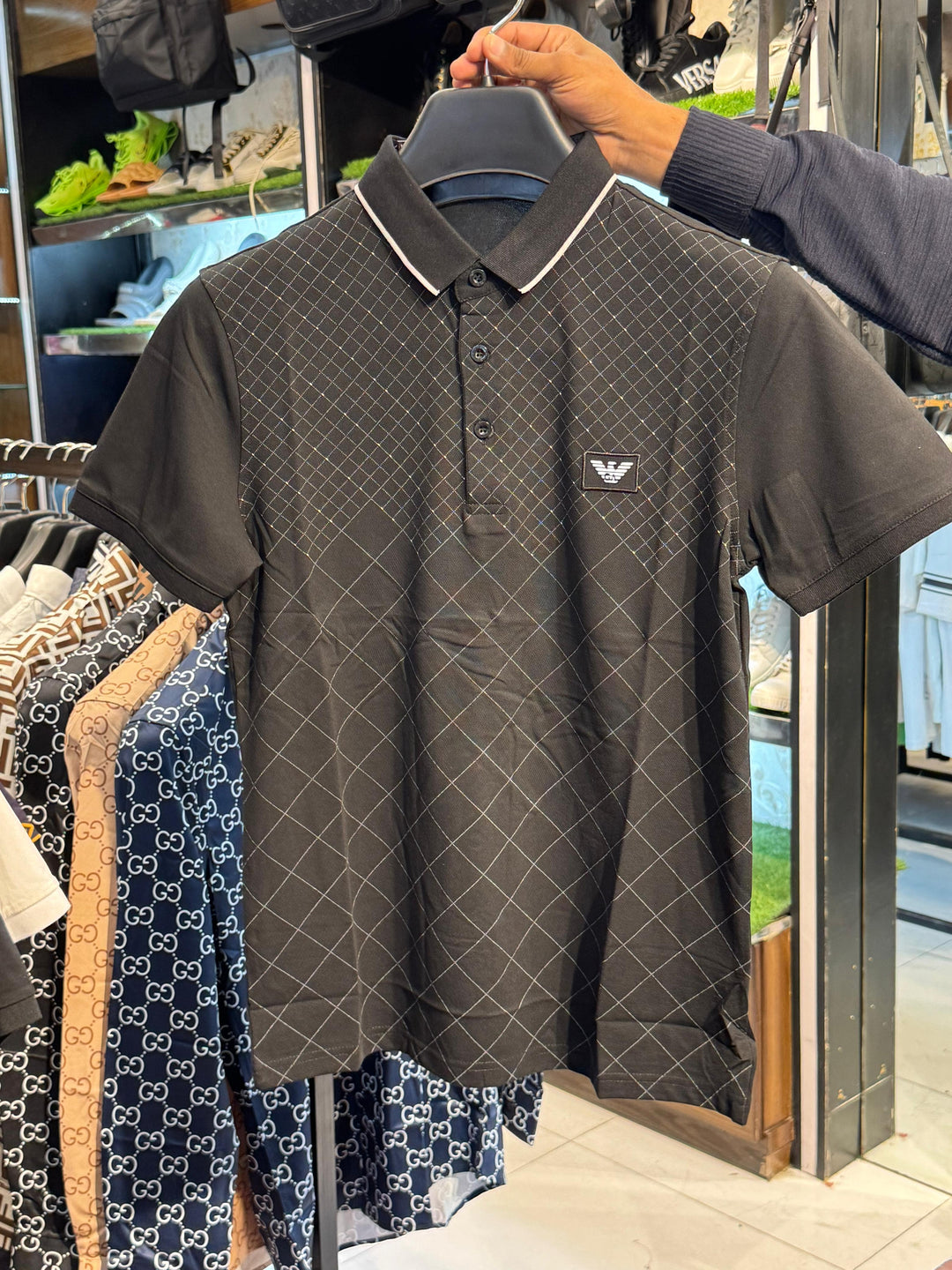 Premium Quality Armani Black Printed Polo Shirt