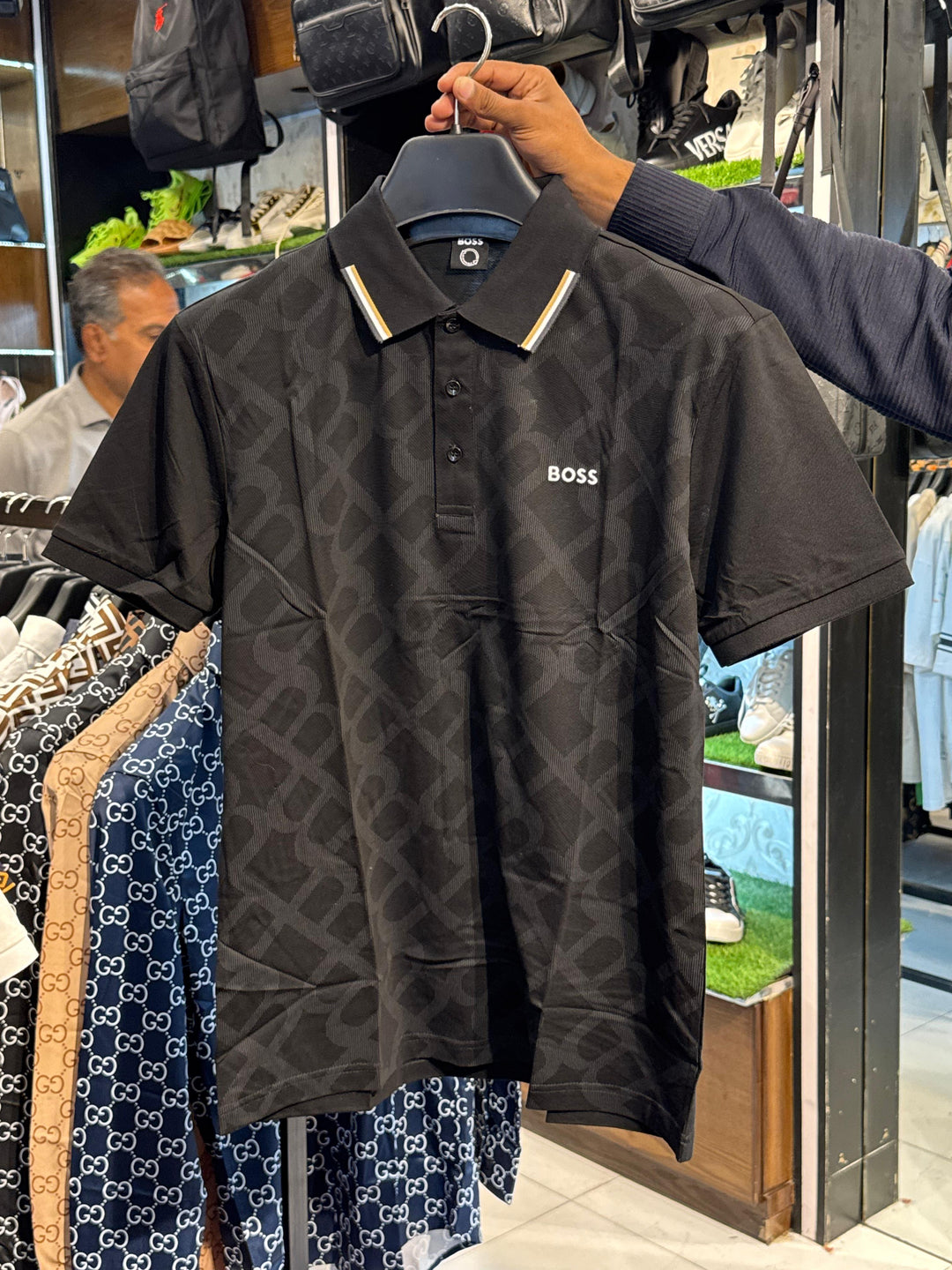 Premium Quality Boss Printed Black Polo Shirt
