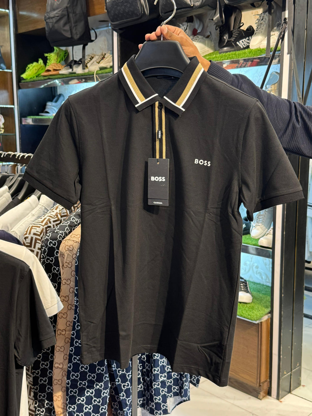 Premium Quality Boss Embroidered Black Polo Shirt