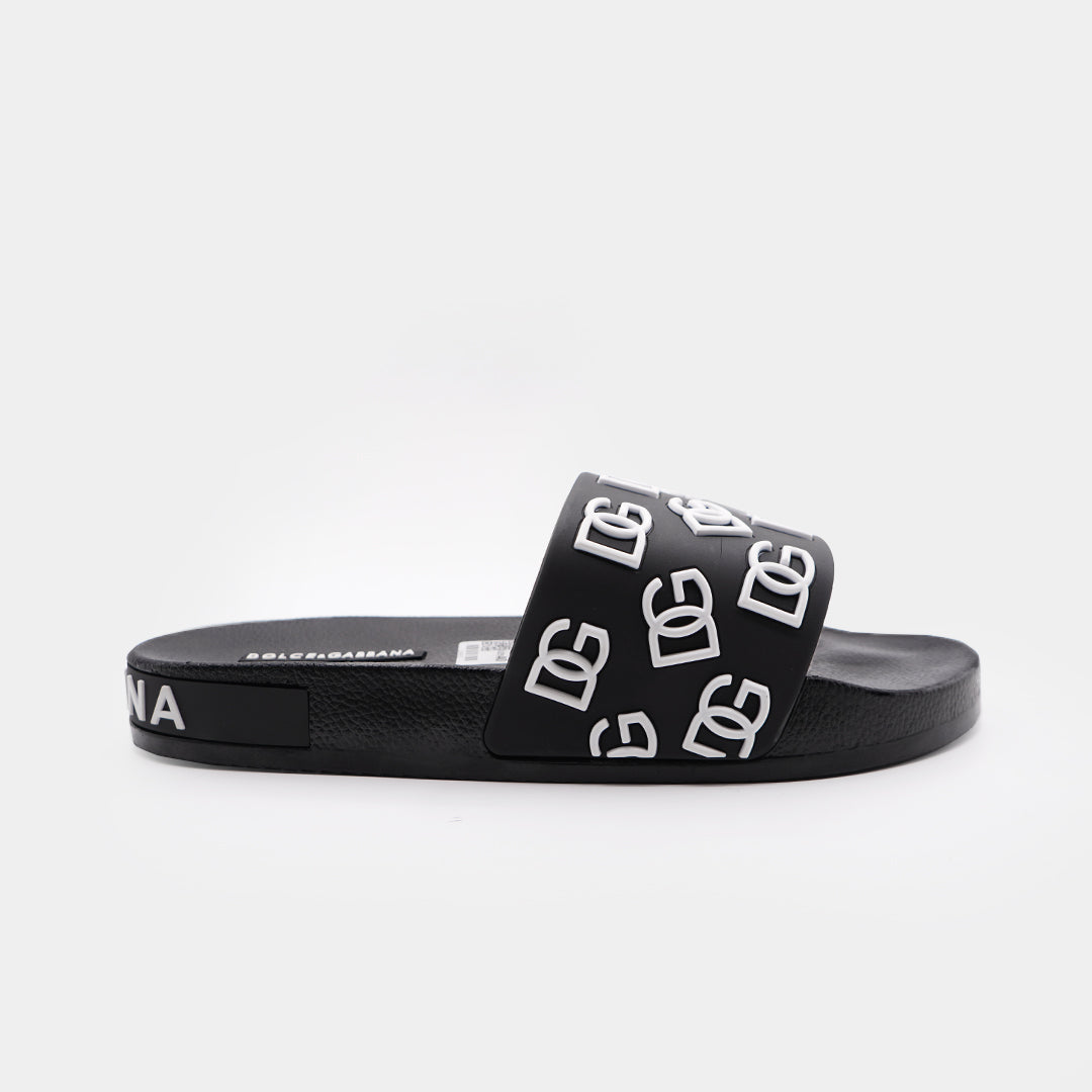 D&G All-Over Logo Embellished Premium Quality Black Medicated Soft Slipper