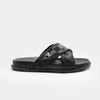 LV Black Premium Quality Upper Slide Leather Slipper