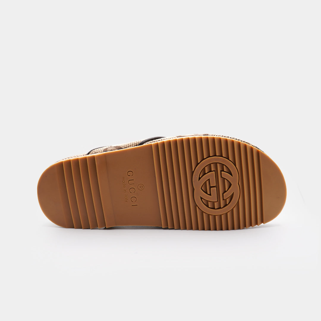 Gucci High Quality GG Canvas Slides Leather Slipper