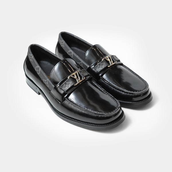 LV Buckle Premium Quality Black Major Loafers