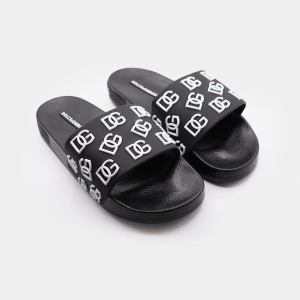 D&G All-Over Logo Embellished Premium Quality Black Medicated Soft Slipper