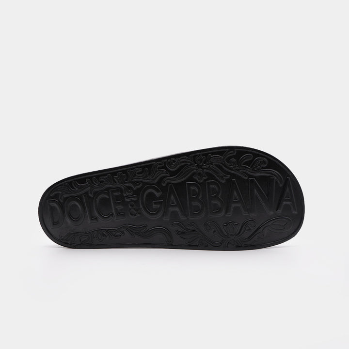 D&G All-Over Logo Embellished Premium Quality Black Medicated Soft Slipper