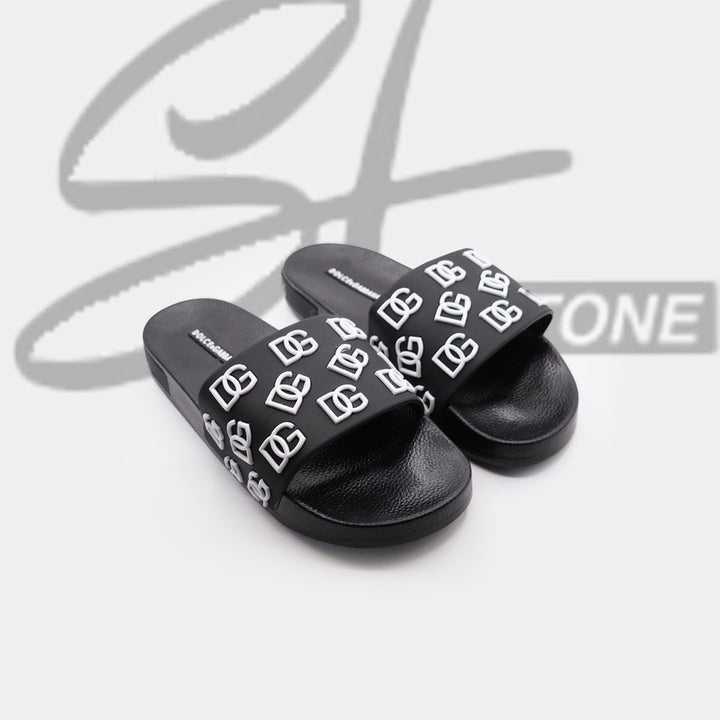 D&G All-Over Logo Embellished Premium Quality Black Medicated Soft Slipper