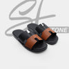 Hermes High Quality Veau Leather Black & Brown Slipper