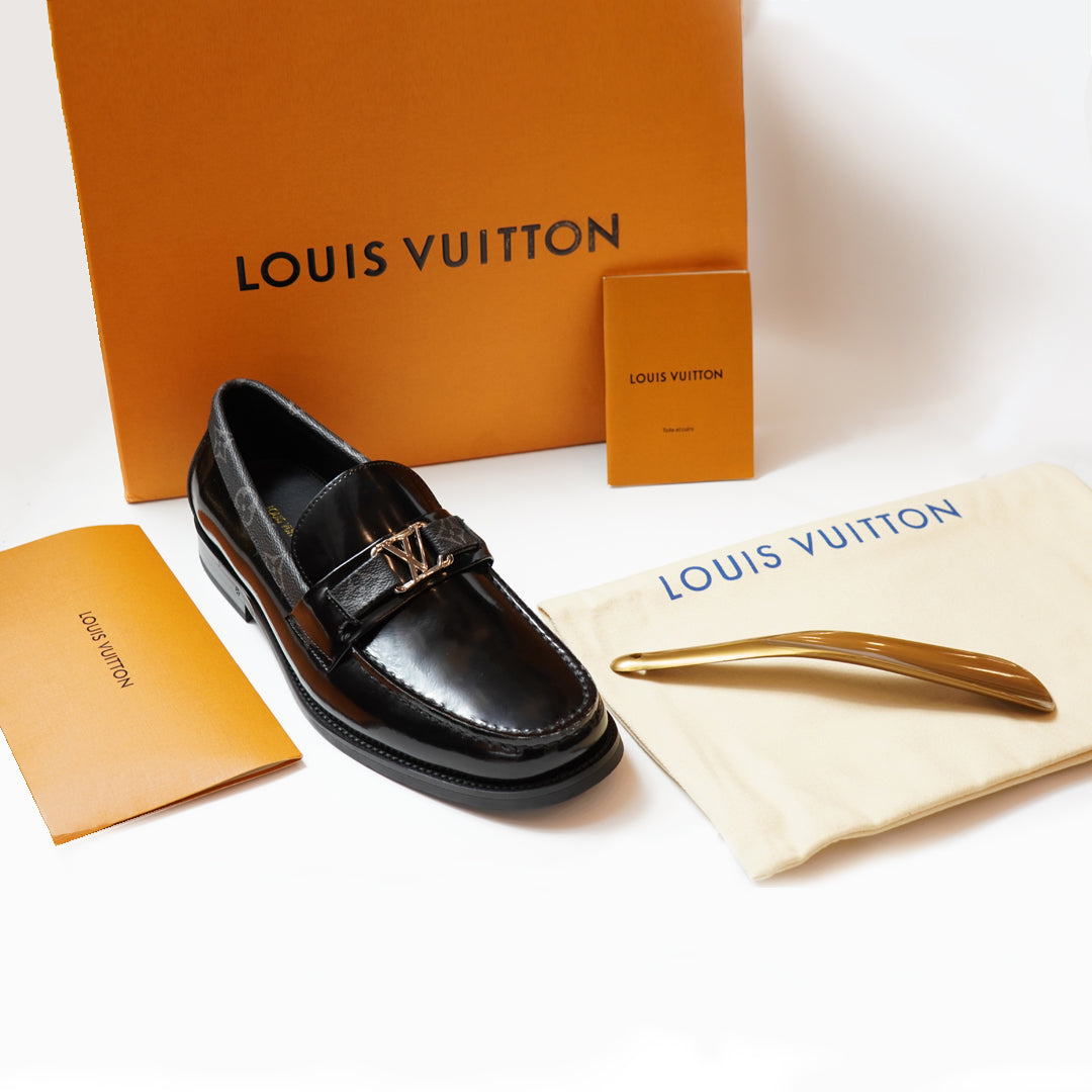 LV Buckle Premium Quality Black Major Loafers