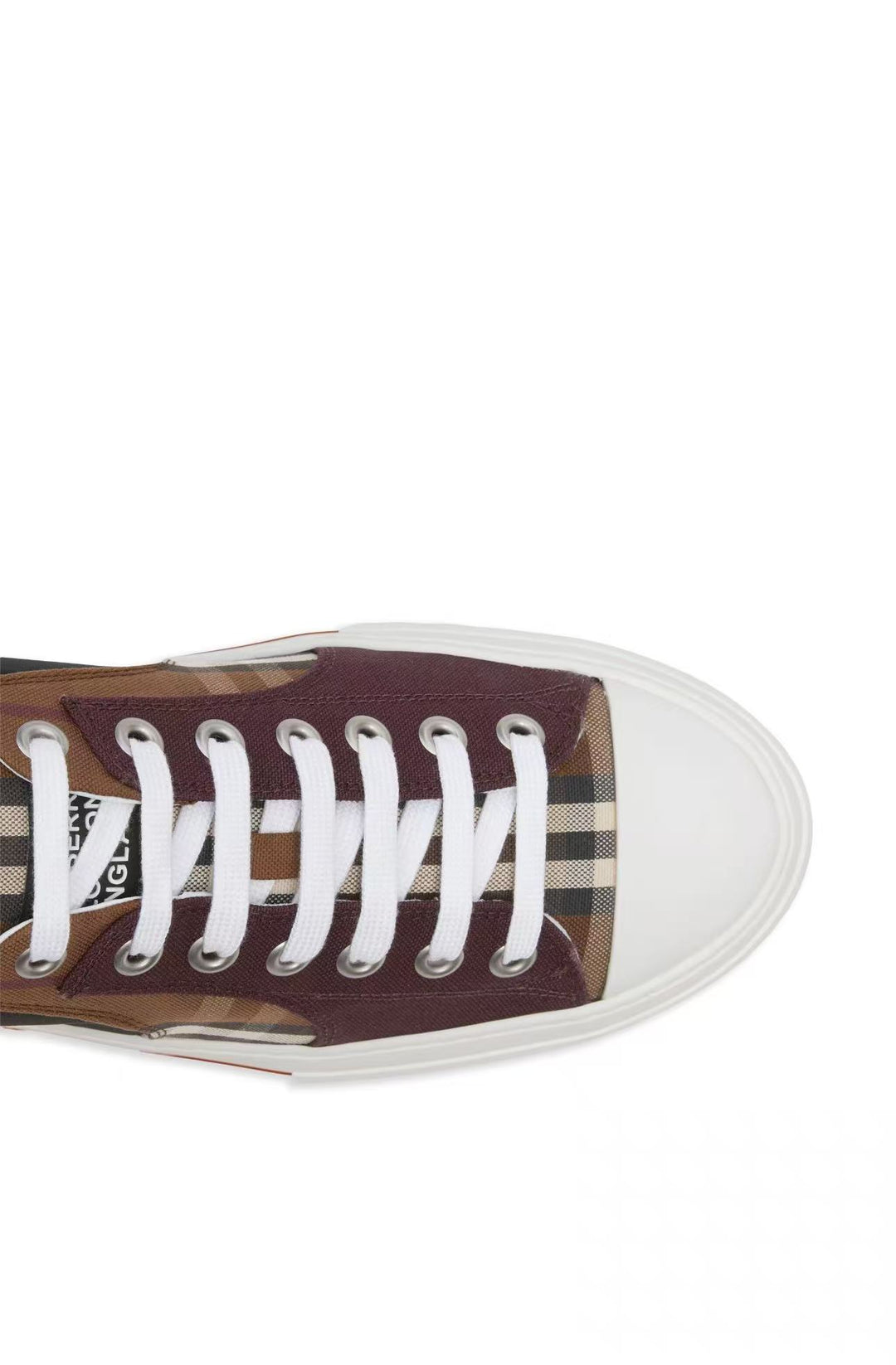 Burberry Premium White, Apricot & Brown Low-Top Sneakers