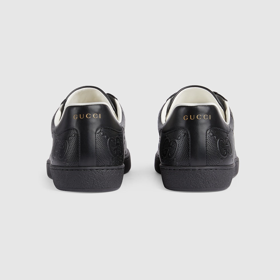 Gucci-Inspired All-Black Perforated Sneakers – Luxury Street Edition