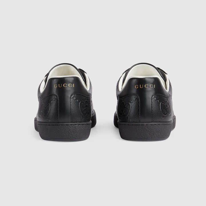 Gucci-Inspired All-Black Perforated Sneakers – Luxury Street Edition