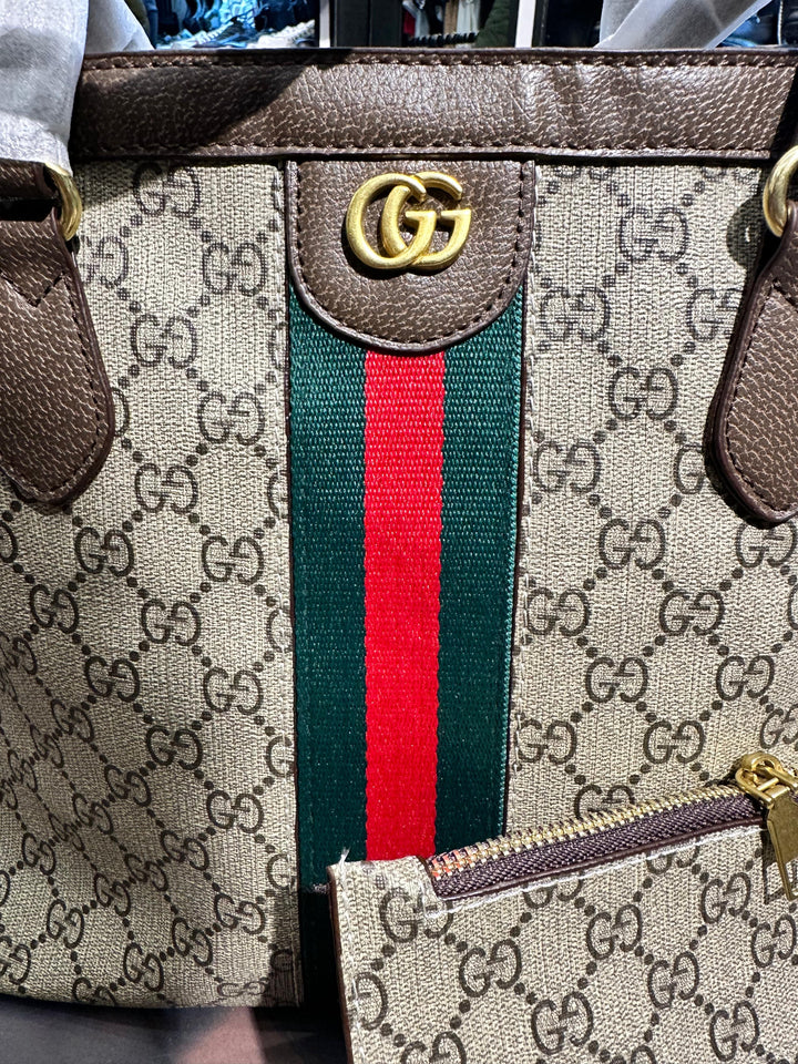 Gucci Ophidia GG Medium Tote Bag with Signature Green and Red Web