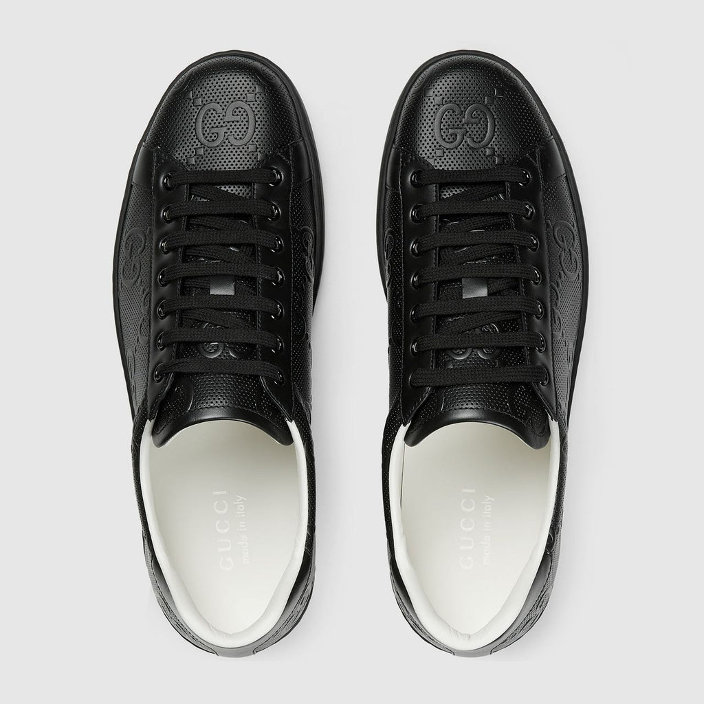Gucci-Inspired All-Black Perforated Sneakers – Luxury Street Edition