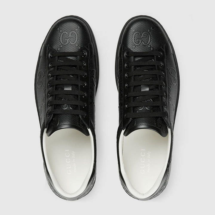 Gucci-Inspired All-Black Perforated Sneakers – Luxury Street Edition