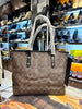 Coach City Tote in Signature Dark Brown & Black Monogram Canvas