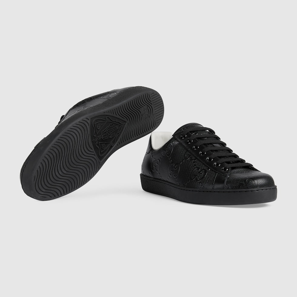 Gucci-Inspired All-Black Perforated Sneakers – Luxury Street Edition