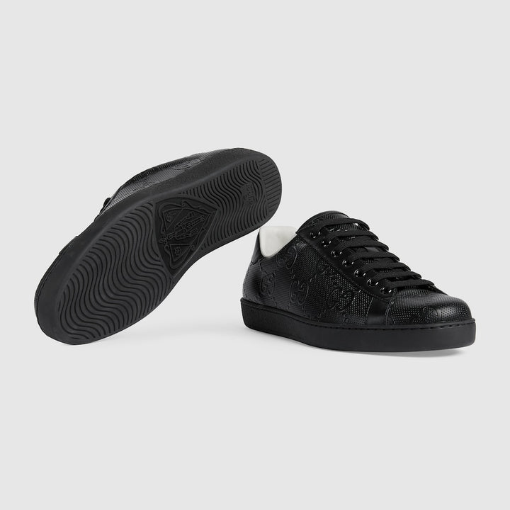 Gucci-Inspired All-Black Perforated Sneakers – Luxury Street Edition