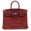 Hermès Birkin  Rouge Braise Crimson Red Crocodile Leather Bag