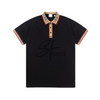 Burberry Black Polo Shirt with checkered Collar & Sleeves
