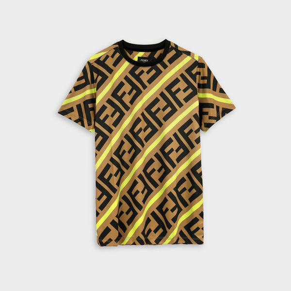 Fendi Yellow Stripe Roundneck T-Shirt