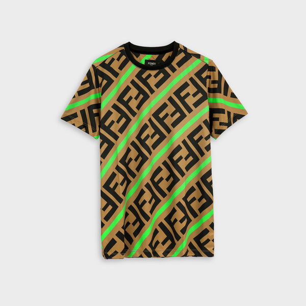 Fendi Green Stripe Roundneck T-Shirt