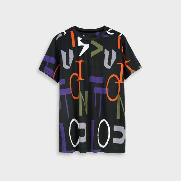 Louis Vuitton Letter Print Black T-Shirt