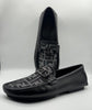 Fendi Black Leather Moccasins with Monogram Canvas