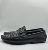 Fendi Black Leather Moccasins with Monogram Canvas