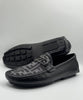 Fendi Black Leather Moccasins with Monogram Canvas