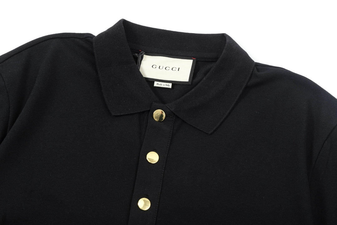 Gucci Web Stripe Black Cotton Polo Shirt
