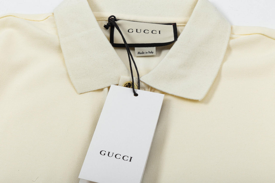 Gucci Web Stripe Beige Cotton Polo Shirt