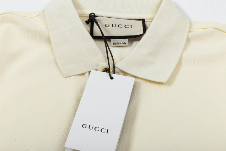 Gucci Web Stripe Beige Cotton Polo Shirt