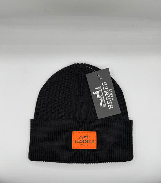 Hermes Paris Black Knitted Beanie – Premium Winter Cap