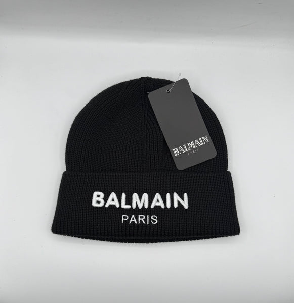 Balmain Paris Black Knitted Beanie