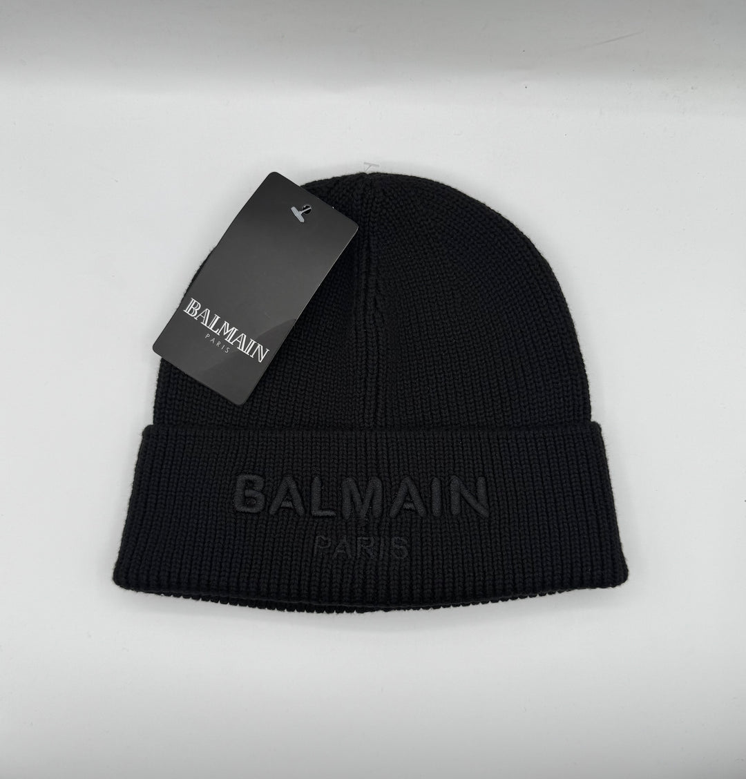 Balmain Paris Black Knitted Beanie