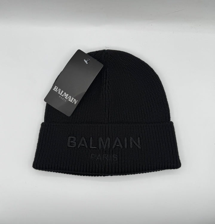 Balmain Paris Black Knitted Beanie
