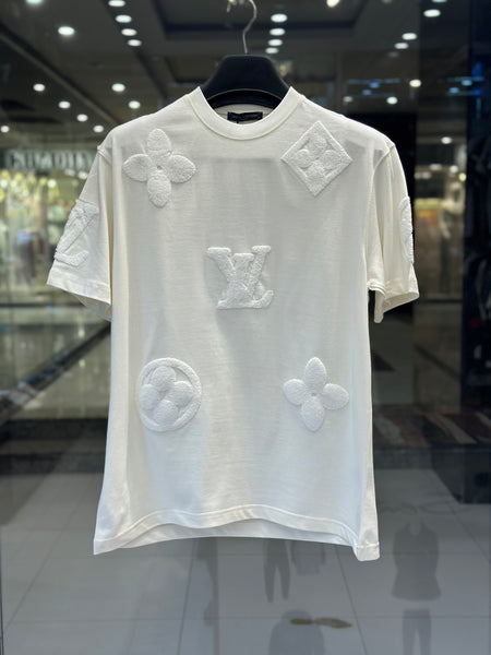Louis Vuitton Men's White 3D Monogram Embossed Cotton T-Shirt