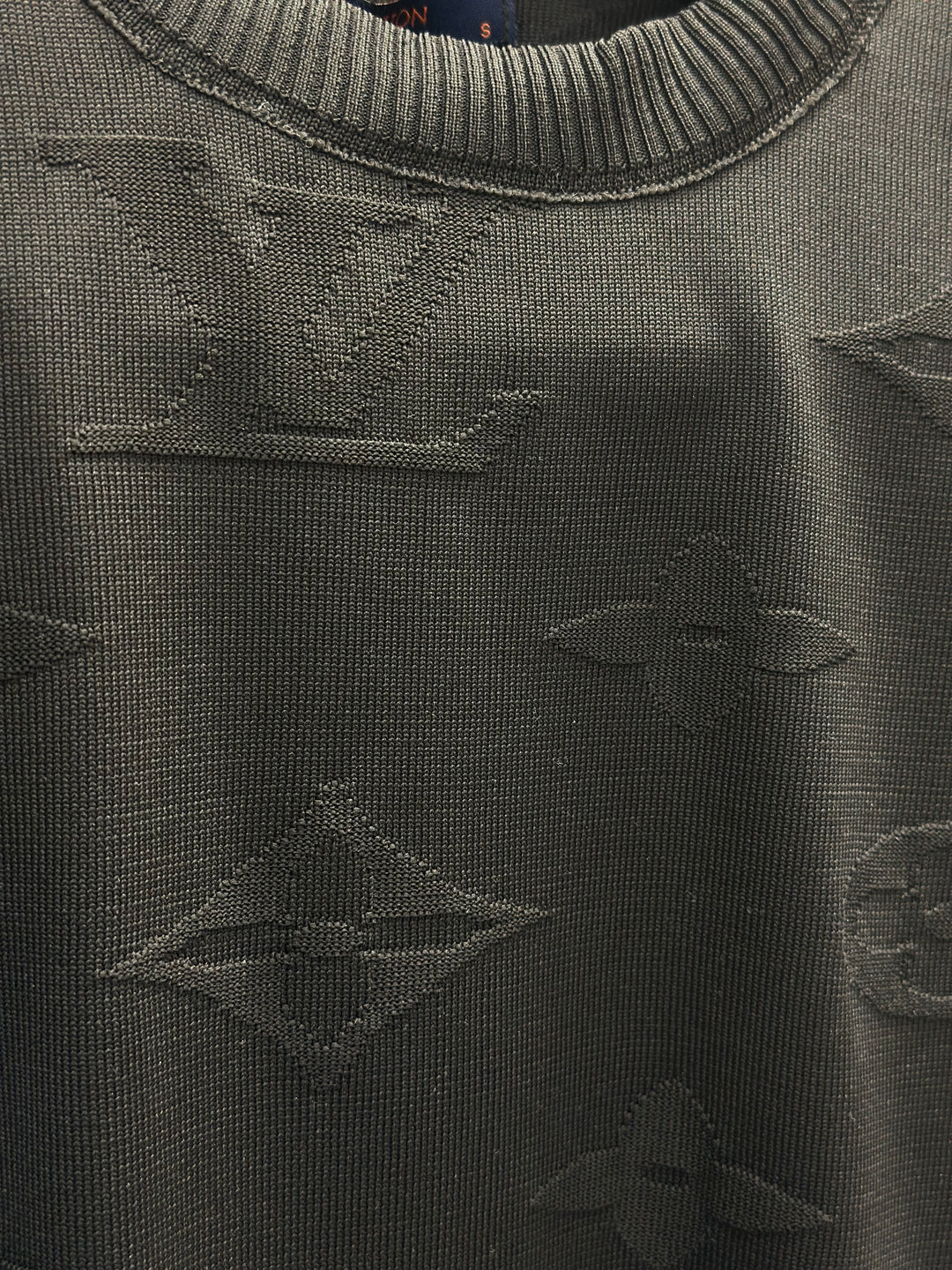 Louis Vuitton Men's Black Monogram Embossed Cotton Luxury T-Shirt