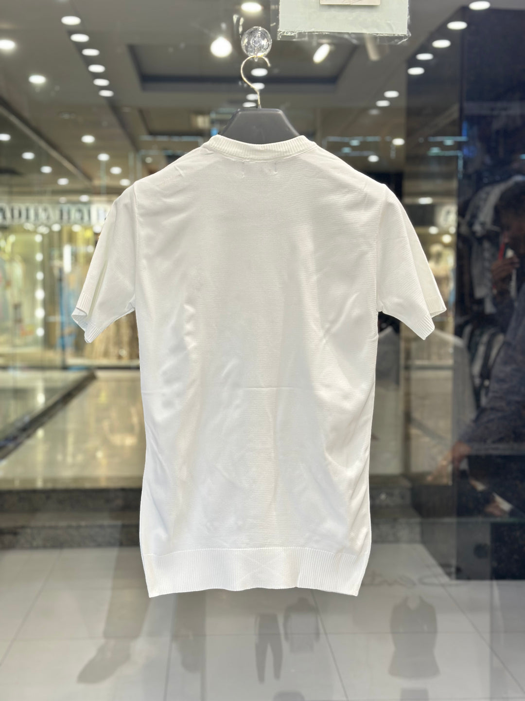 Moncler Men's White Cotton Knit T-Shirt With Logo Patch
