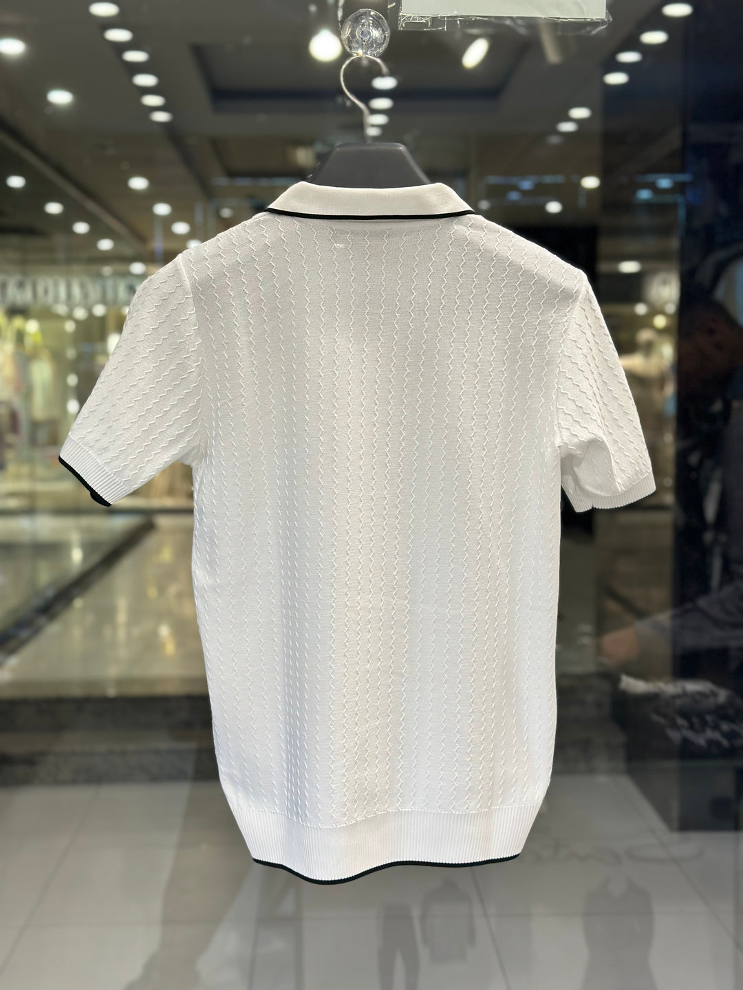 Polo Ralph Lauren Men's White Cable-Knit Tipped Polo Shirt