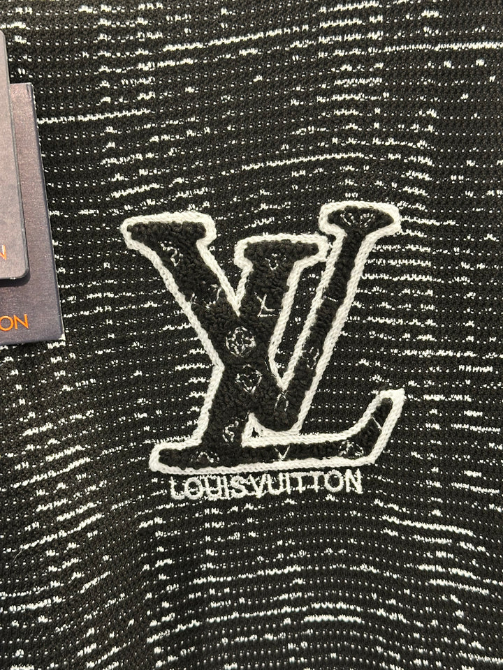 Louis Vuitton Men's Black Graphic Zip-Neck Luxury Polo Shirt