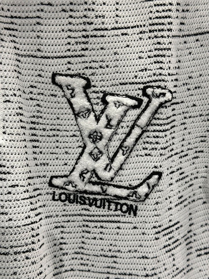 Louis Vuitton Men's White Graphic Zip-Neck Luxury Polo Shirt