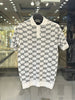 Gucci Men's White Knit Polo With Black GG Monogram