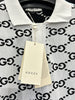 Gucci Men's White Knit Polo With Black GG Monogram