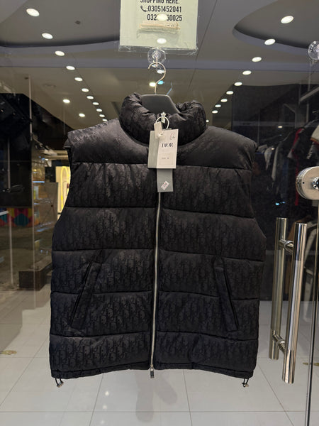 Luxury Dior Black Oblique Puffer Vest