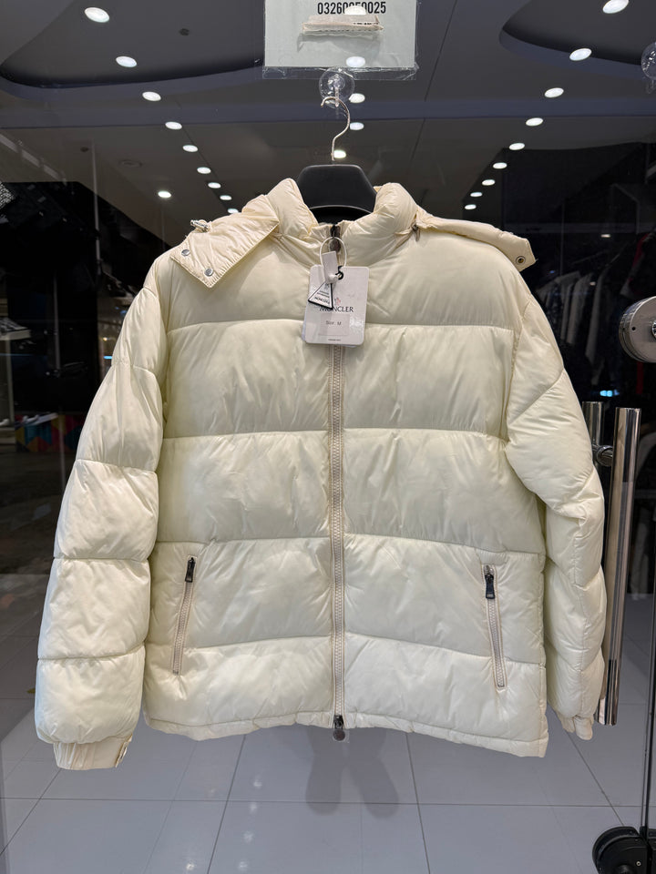 Premium Moncler Ivory Cream Hooded Puffer Jacket