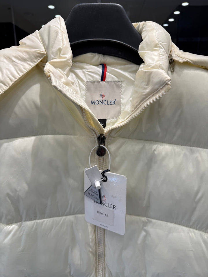 Premium Moncler Ivory Cream Hooded Puffer Jacket