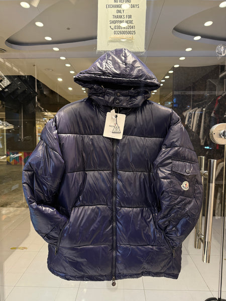 Premium Moncler Navy Blue Glossy Puffer Jacket