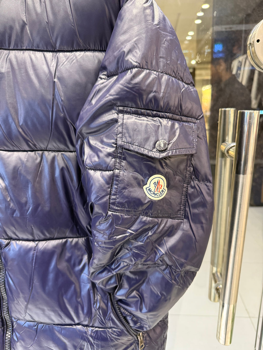 Premium Moncler Navy Blue Glossy Puffer Jacket