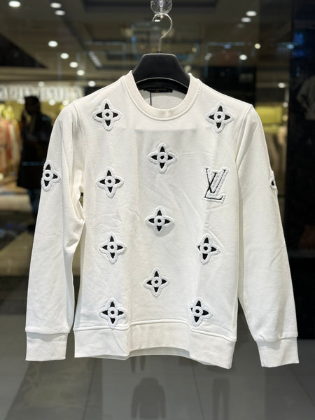 LV-inspired Premium White Sweatshirt